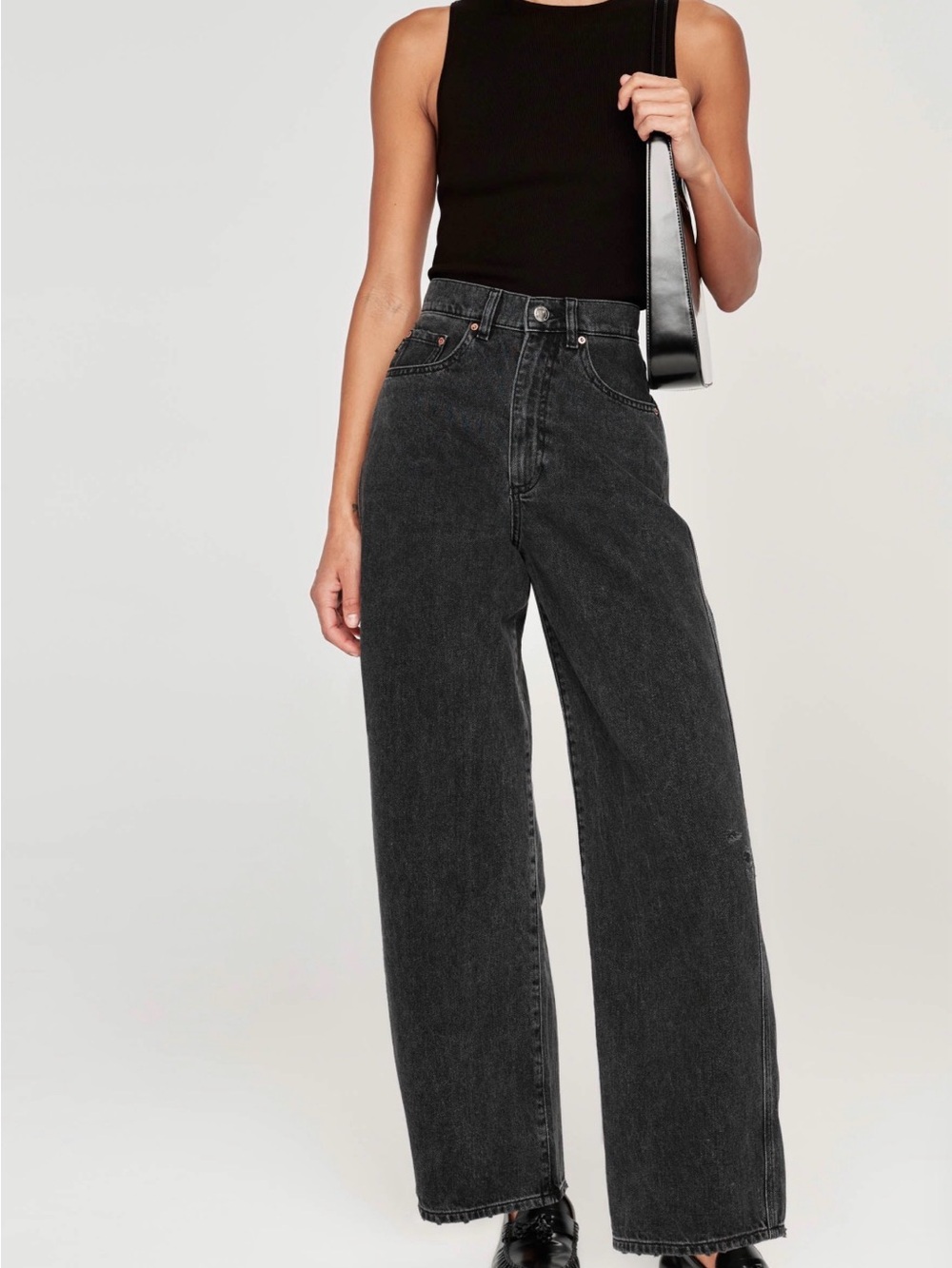 DL 1961 Taylor High-Waist Wide-Leg Barrel Jeans - Black size 29